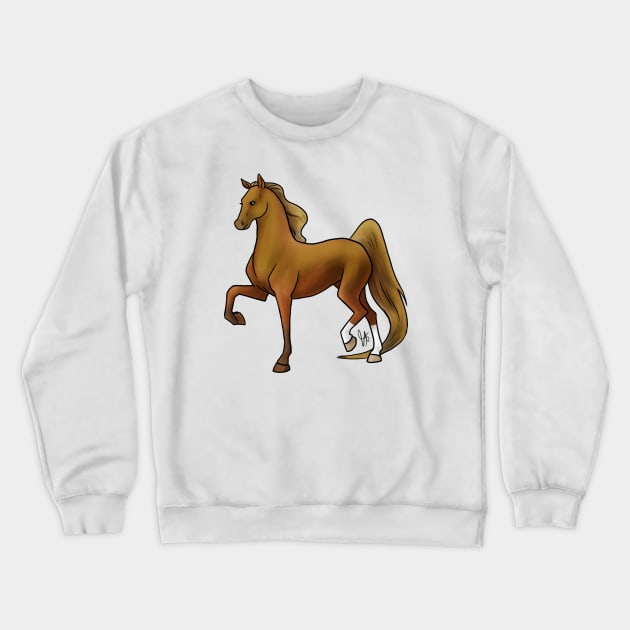 Horse - American Saddlebred - Chestnut Crewneck Sweatshirt by Jen's Dogs Custom Gifts and Designs